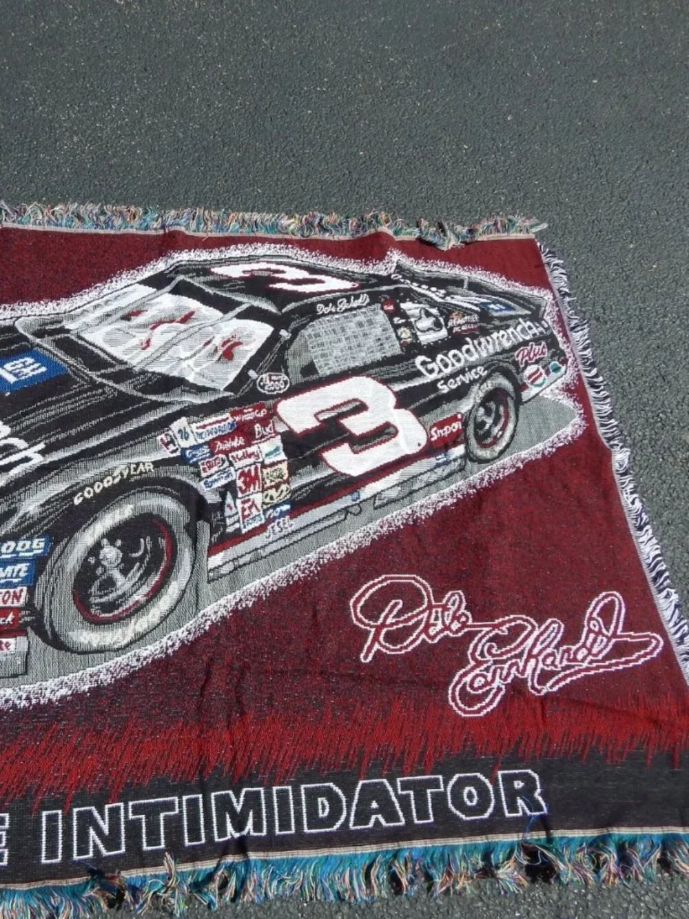 Dale Earnhardt The Intimidator #3 NASCAR Throw Blanket Tapestry 58x42 USA